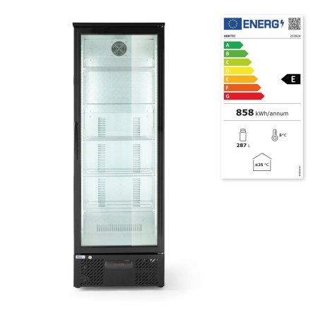 Vitrina frigorifica de prezentare interval temp. 2/10 C, 195 W, corp inox, ARKTIC by Hendi, 600x530x(H)1820 mm 300 Litri, Clasa energetica E [1]