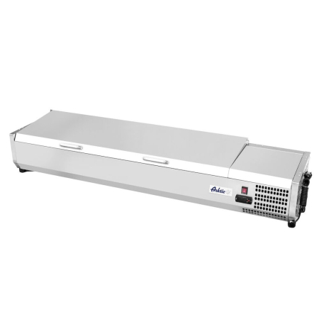 Echipamente frigorifice - Vitrina frigorifica tip display Inox pentru containere GN 1/3 cu o inaltime maxima de 150 mm Hendi, 7x GN1/3, 180 W, 1605x395x(H)290 mm