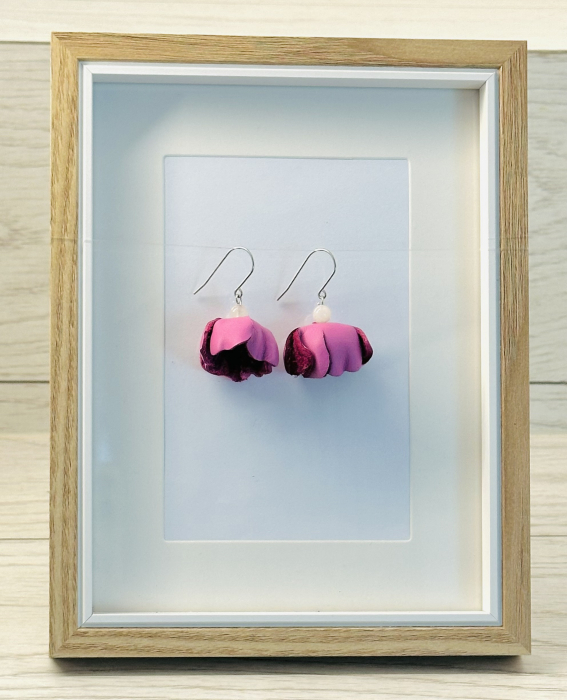 Cercei din piele naturală , roz pudra [2]