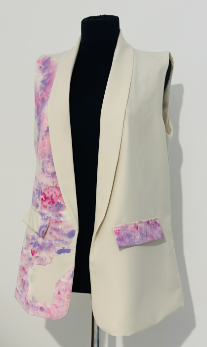 Vestă pictată manual și inserții din piele naturala [3]