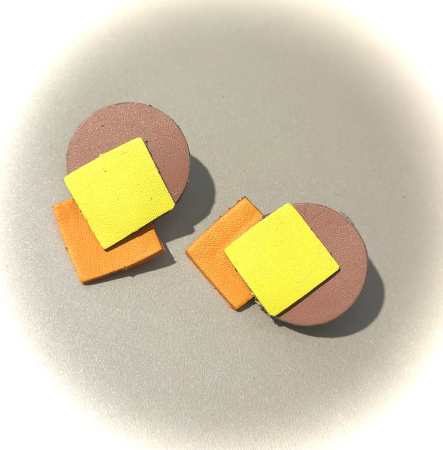 Cercei din piele naturala - Cercei formă geometrică