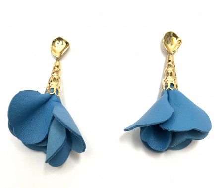 Cercei din piele naturala - Cercei în nuanțe de albastru/auriu