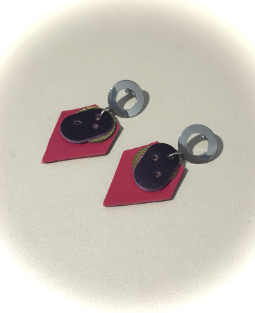 Cercei din piele naturala - Cercei formă geometrică