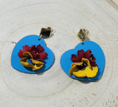 Cercei din piele naturala - Cercei tricolor