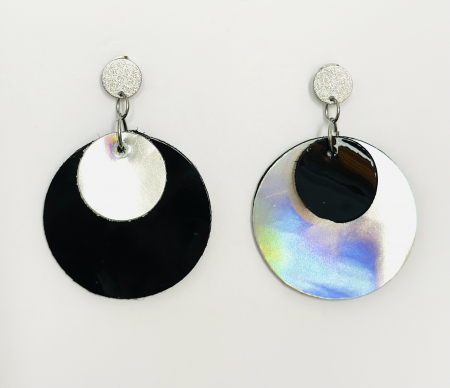 Cercei din piele naturala - Cercei în nuanțe de negru/argintiu