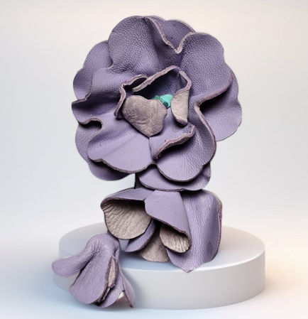 Broșe din piele naturala - Brosa Rosa Viva - M03