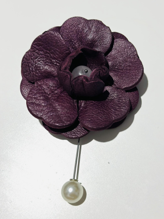 Broșe din piele naturala - Brosa Rosa Viva - M04