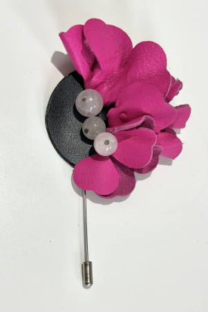 Broșe din piele naturala - Brosa Rosa Viva - M12