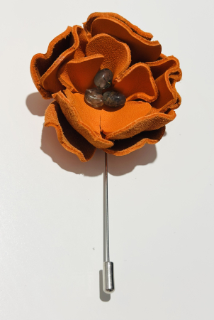 Broșe din piele naturala - Broșă Rosa Viva - M02