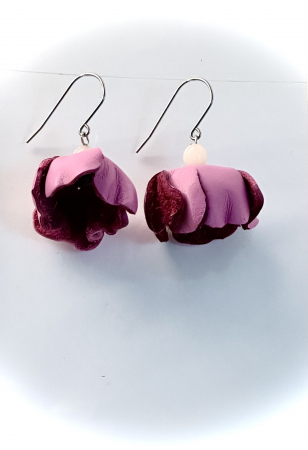 Cercei din piele naturala - Cercei din piele naturală , roz pudra