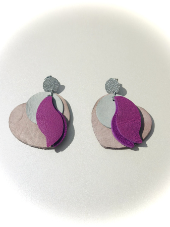 Cercei din piele naturala - Cercei  inima