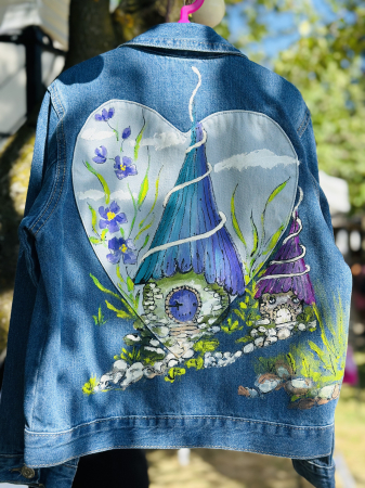 Geci pictate manual - Geaca blugi 8-9 ani