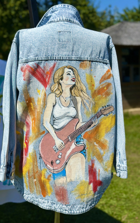 Geci pictate manual - Geaca Blugi  M