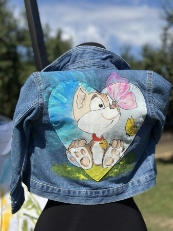 Geci pictate manual - Geacă de blugi 3-4 ani (104 cm)