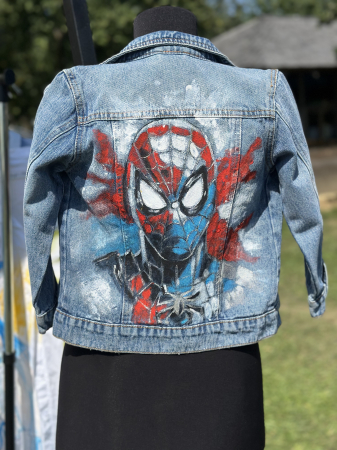 Geci pictate manual - Geacă de blugi 5-6 ani ( 116 cm)