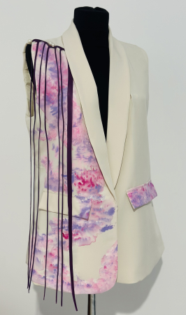 Geci pictate manual - Vestă pictată manual și inserții din piele naturala