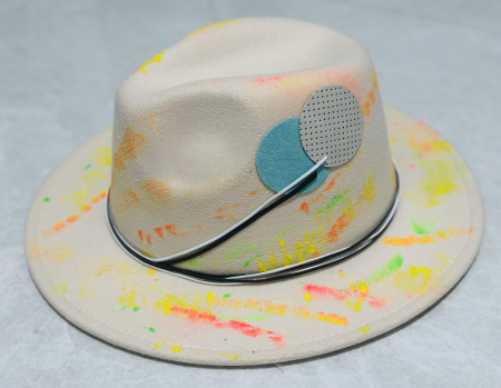 Șepci și Pălării pictate manual - Pălărie pictată manual cu inserții de piele