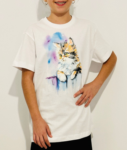 Tricouri pictate manual - Model Pisică 01