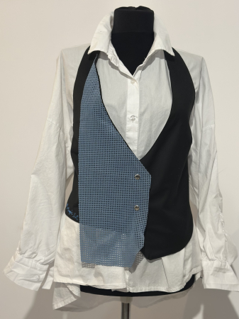 Veste - Vestă cu inserție de piele