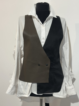 Veste - Vestă cu inserții din piele