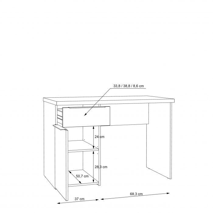 Birou Opus 1 sertar si 1 usa Alb [5]