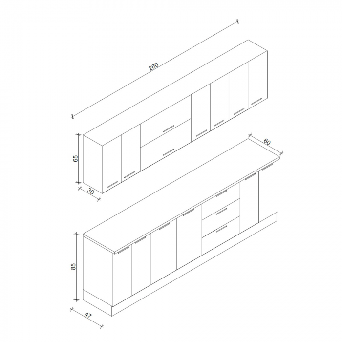 Bucatarie Londra MDF lucios, cappuccino, 2 m [2]