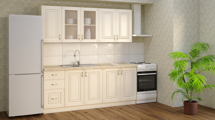 Bucătărie Rimini crem  2.0 m cu usi din MDF [2]