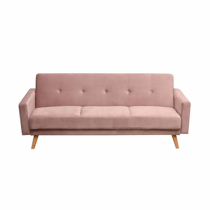 Canapea extensibila Cristina catifea Dusty Pink