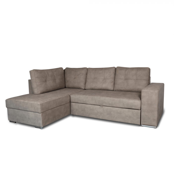 Colțar extensibil cu ladă de depozitare Atena Wave Brown de dreapta [2]