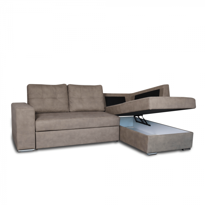 Colțar extensibil cu ladă de depozitare Atena Wave Brown de stanga [3]