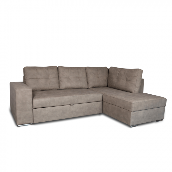 Colțar extensibil cu ladă de depozitare Atena Wave Brown de stanga [2]