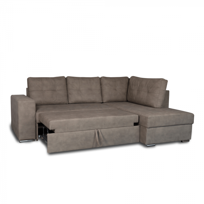 Colțar extensibil cu ladă de depozitare Atena Wave Brown de stanga [4]