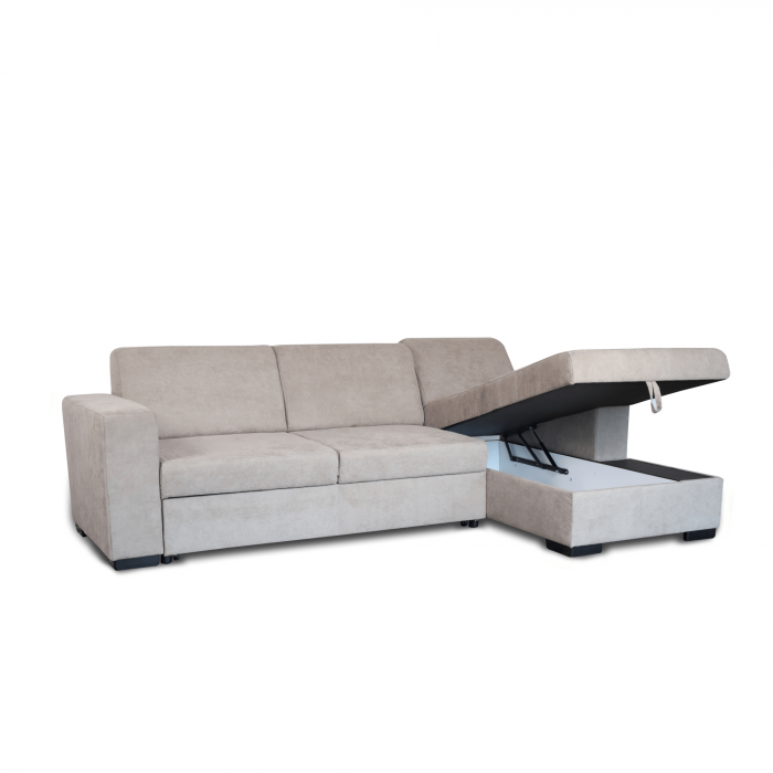 Colțar extensibil cu ladă de depozitare Caribi Beige Grey de stanga [2]