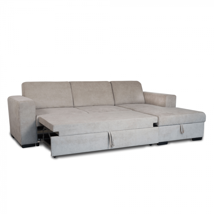 Colțar extensibil cu ladă de depozitare Caribi Beige Grey de stanga [3]