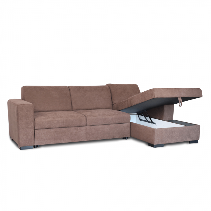 Colțar extensibil cu ladă de depozitare Caribi Brown de stanga [2]