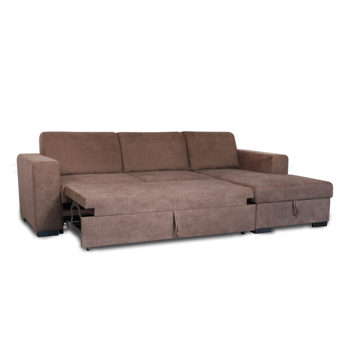 Colțar extensibil cu ladă de depozitare Caribi Brown de stanga [3]