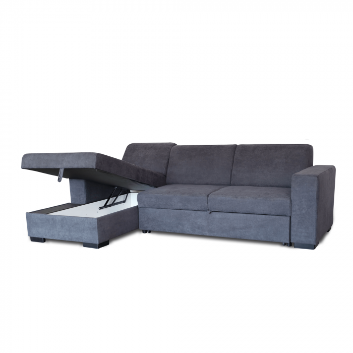 Colțar extensibil cu ladă de depozitare Caribi Dark Grey de dreapta [2]