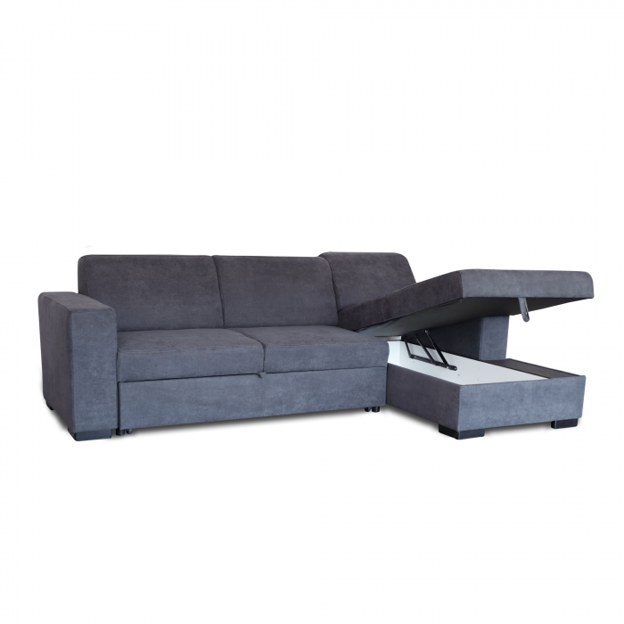 Colțar extensibil cu ladă de depozitare Caribi Dark Grey de stanga [2]