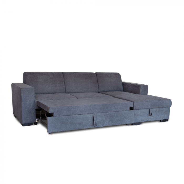 Colțar extensibil cu ladă de depozitare Caribi Dark Grey de stanga [3]