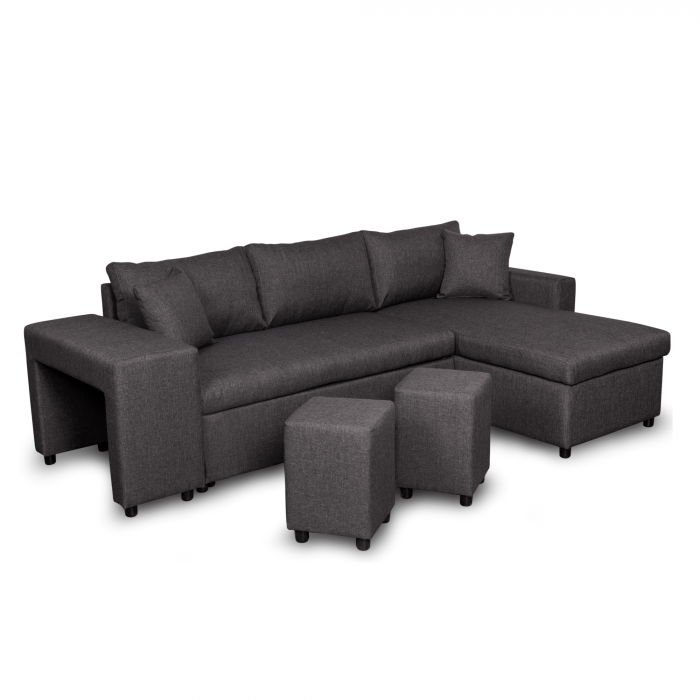 Colțar extensibil cu ladă de depozitare Golf Plus Dark Grey de stanga [2]