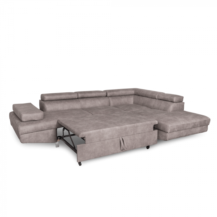 Colțar extensibil cu ladă de depozitare Julie Silver Grey Stanga [3]