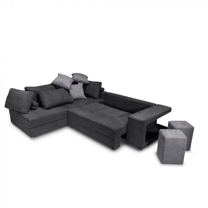 Colțar extensibil cu ladă de depozitare Karina Dark Grey de dreapta [3]