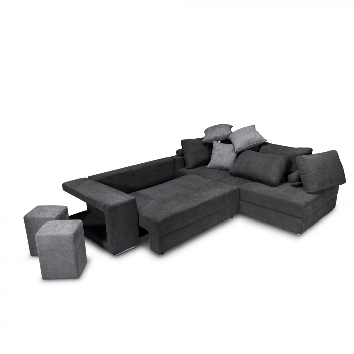 Colțar extensibil cu ladă de depozitare Karina Dark Grey de stanga [4]
