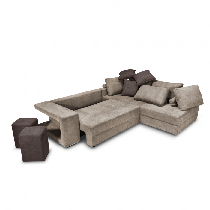 Colțar extensibil cu ladă de depozitare Karina Light Brown de stanga [4]