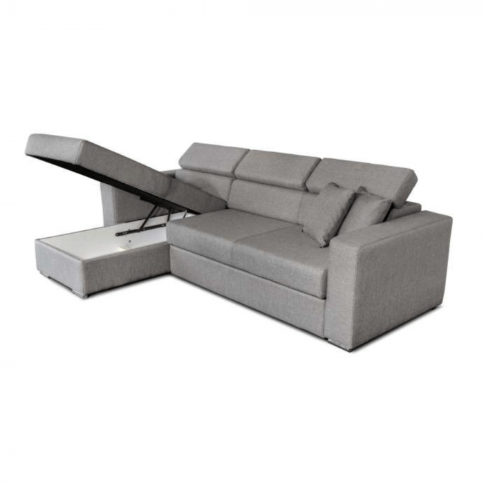 Colțar extensibil cu ladă de depozitare Laura Silver Grey reversibil [2]