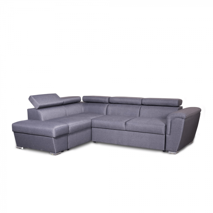 Colțar extensibil cu ladă de depozitare London Style Dark Grey L" shape dreapta" [2]