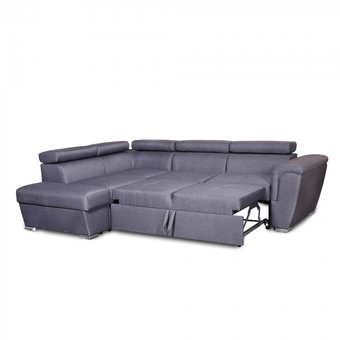 Colțar extensibil cu ladă de depozitare London Style Dark Grey L" shape dreapta" [4]