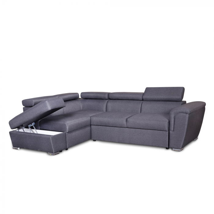 Colțar extensibil cu ladă de depozitare London Style Dark Grey L" shape dreapta" [3]