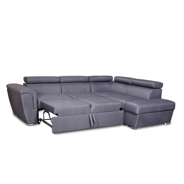 Colțar extensibil cu ladă de depozitare London Style Dark Grey L" shape stanga" [4]