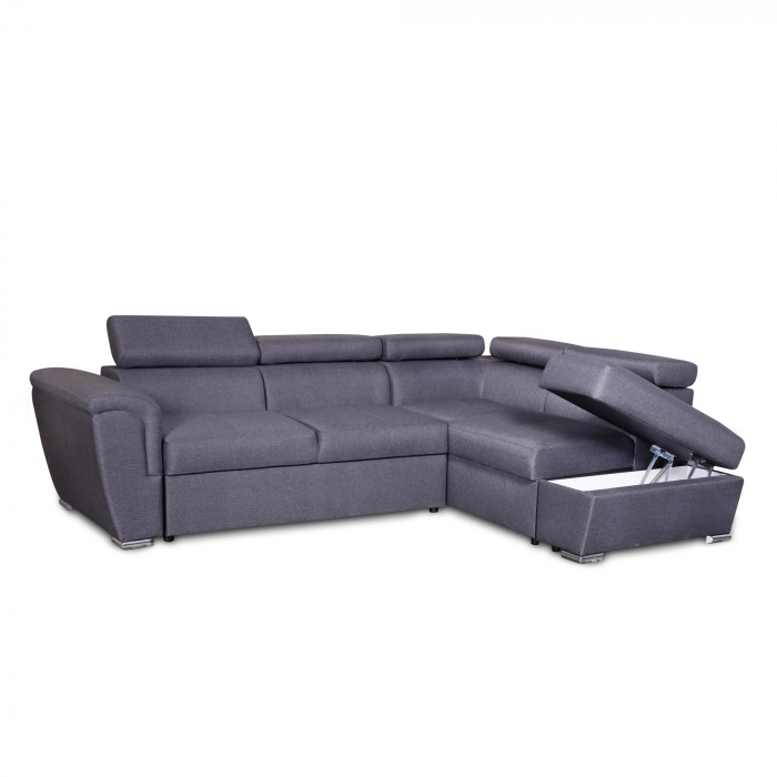 Colțar extensibil cu ladă de depozitare London Style Dark Grey L" shape stanga" [3]